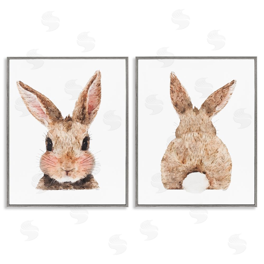 Amanda Greenwood Cute Bunny Blushing Rabbit Gray Framed Giclee Wall Art Print