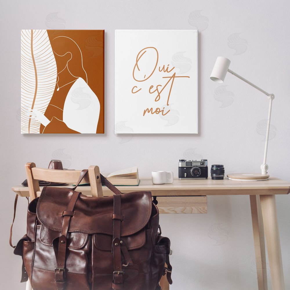 Birch & Ink Oui C'est Moi French Phrase Woman Canvas Wall Art Print in Room
