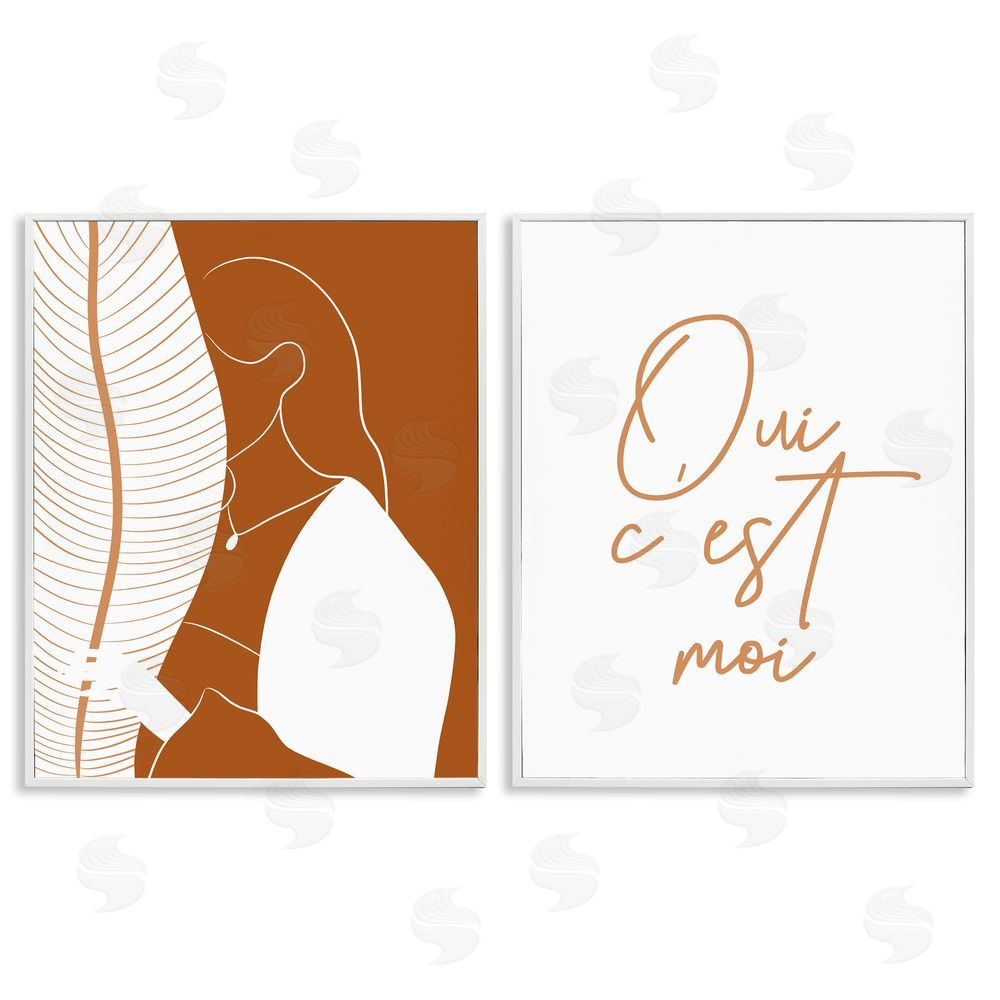 Birch & Ink Oui C'est Moi French Phrase Woman White Framed Giclee Wall Art Print