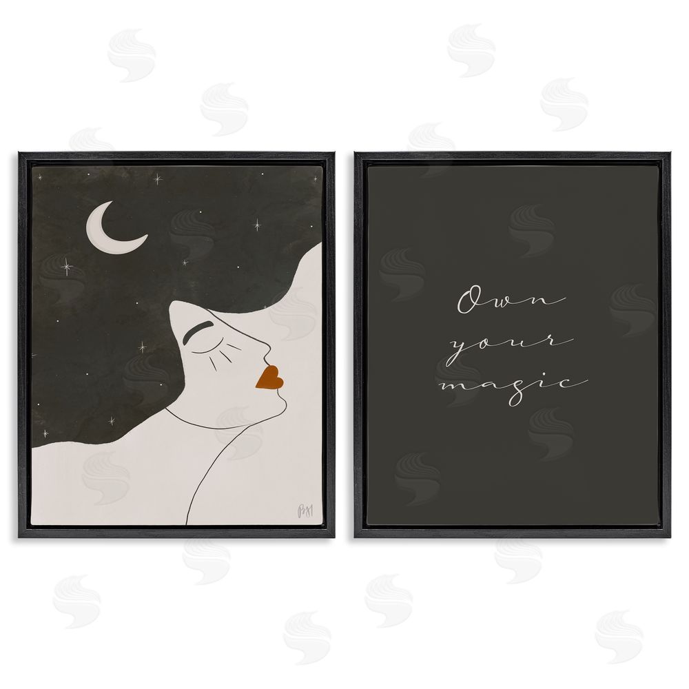 Birch & Ink Own Your Magic Abstract Starry Night Black Floating Frame Canvas Wall Art Print