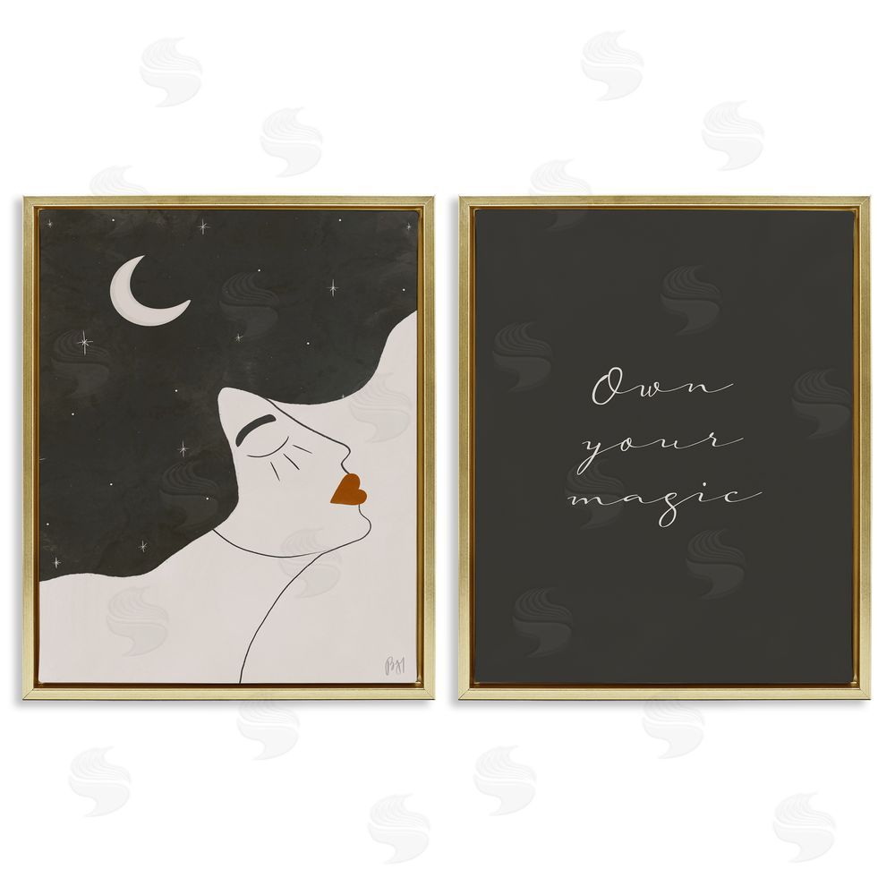 Birch & Ink Own Your Magic Abstract Starry Night Gold Floating Frame Canvas Wall Art Print