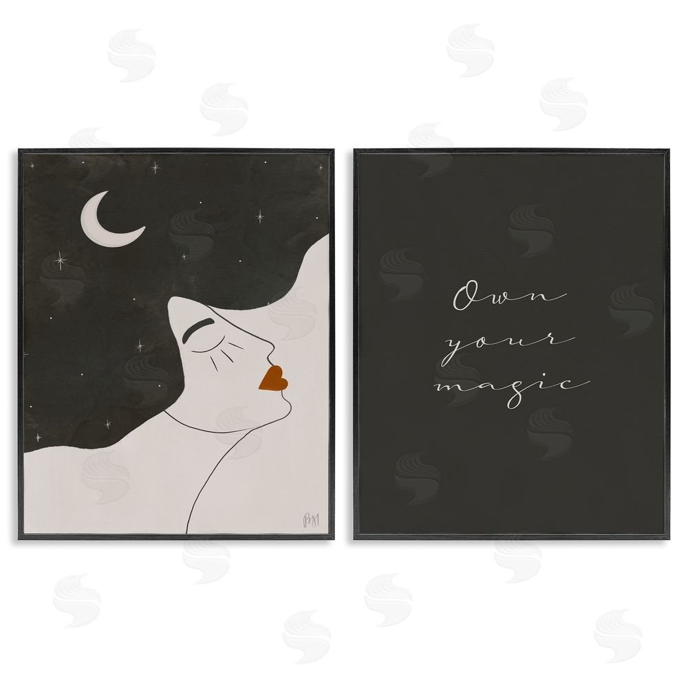 Birch & Ink Own Your Magic Abstract Starry Night Black Framed Giclee Wall Art Print