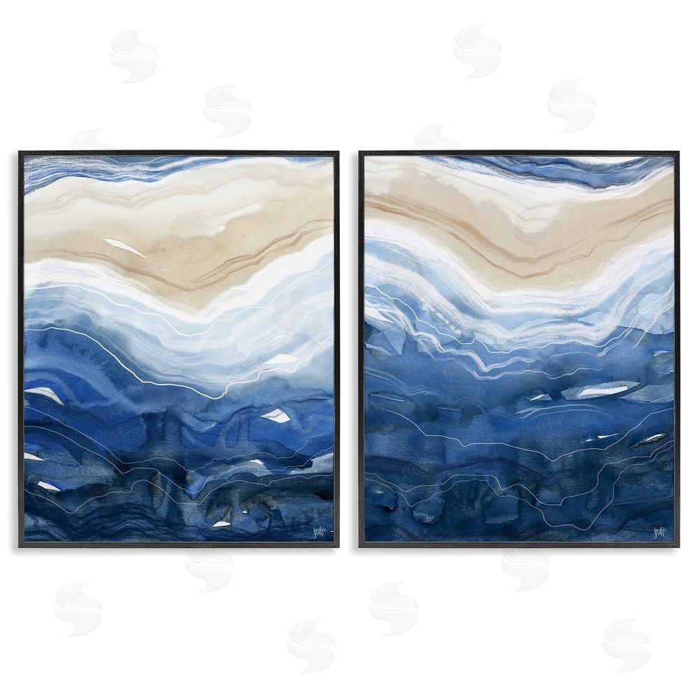 Jackie Quigley Abstract Ocean Geode Landscape Black Framed Giclee Wall Art Print