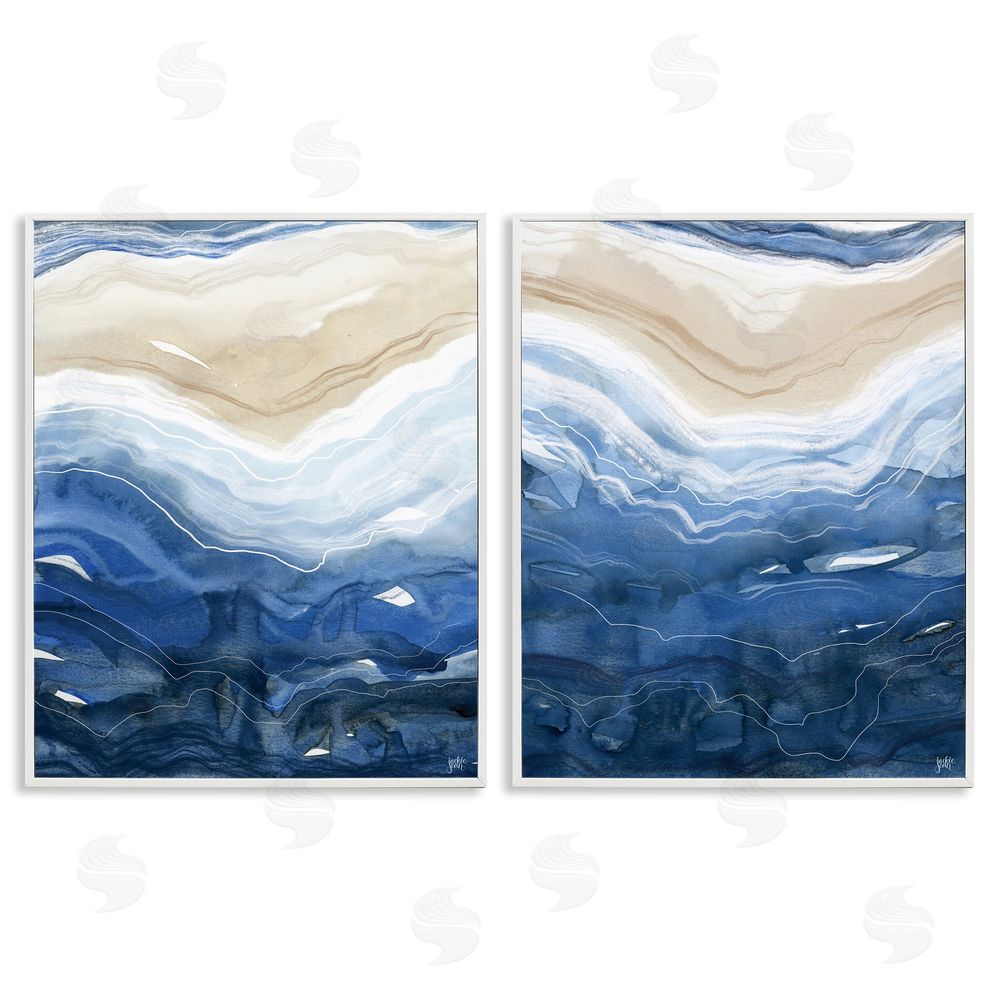 Jackie Quigley Abstract Ocean Geode Landscape White Framed Giclee Wall Art Print