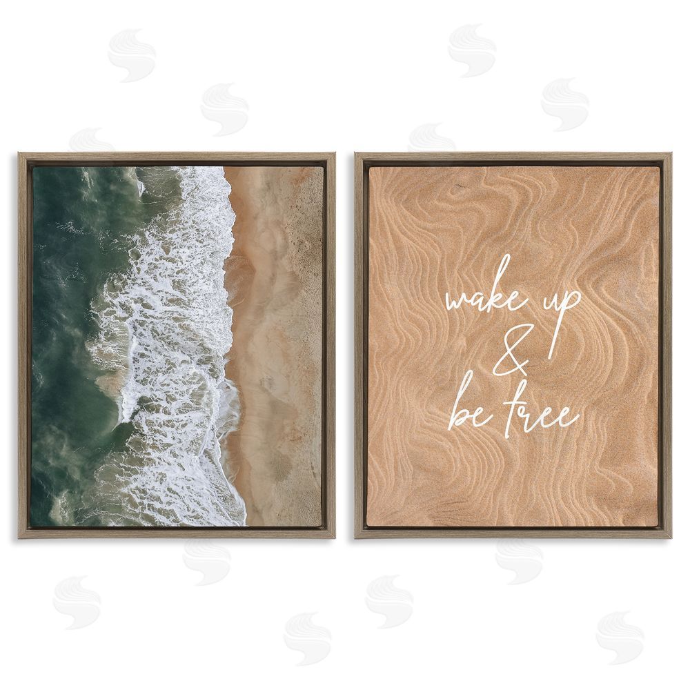 Birch & Ink Be Free Incoming Beach Tide Brown Floating Frame Canvas Wall Art Print