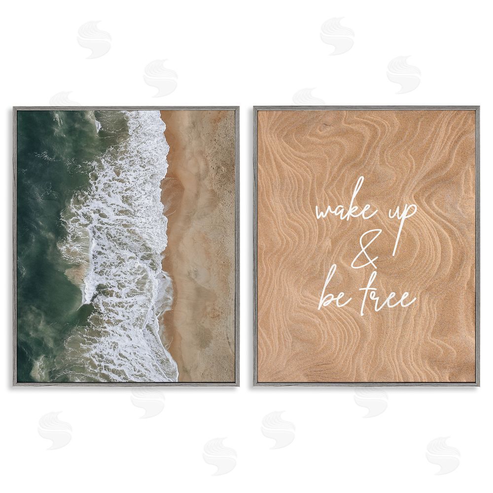 Birch & Ink Be Free Incoming Beach Tide Gray Framed Giclee Wall Art Print