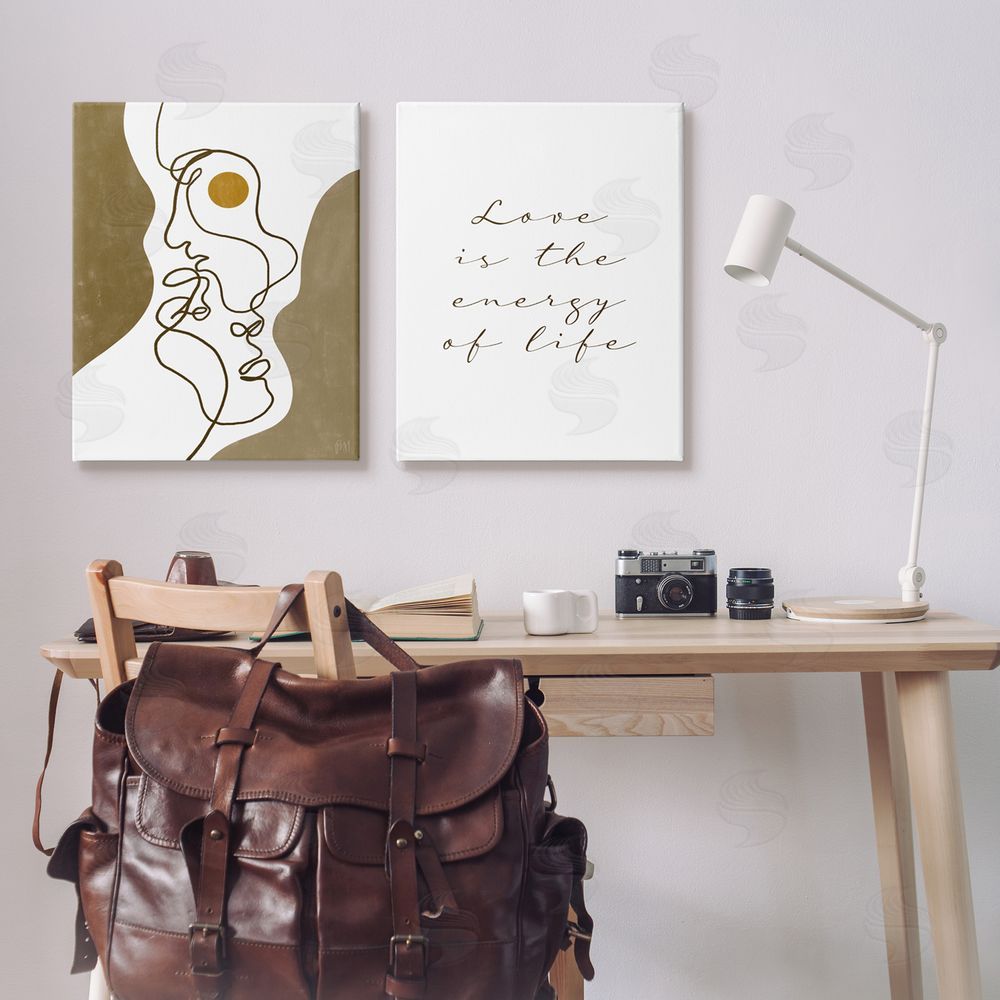 Birch & Ink Love Is Energy Abstract Faces Couple Canvas Wall Art Print in Room