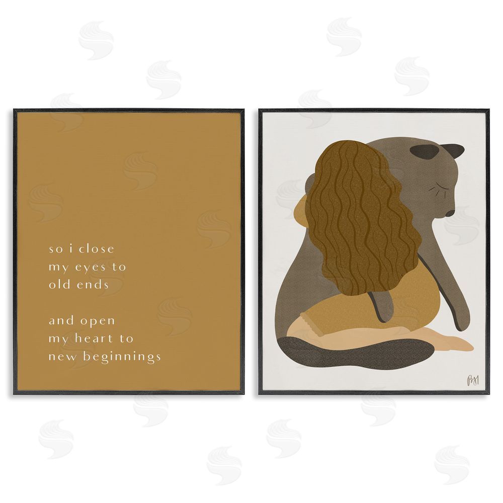 Birch & Ink Open Heart New Beginnings Woman & Seal Black Framed Giclee Wall Art Print