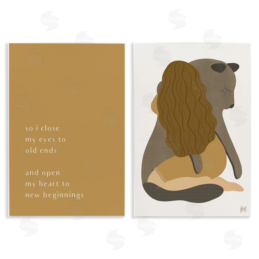 Birch & Ink Open Heart New Beginnings Woman & Seal Wooden Wall Plaque Art Print