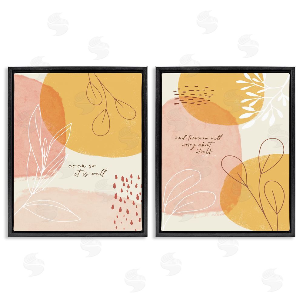 Tammy Apple Even So & Tomorrow Abstract Foliage Black Floating Frame Canvas Wall Art Print
