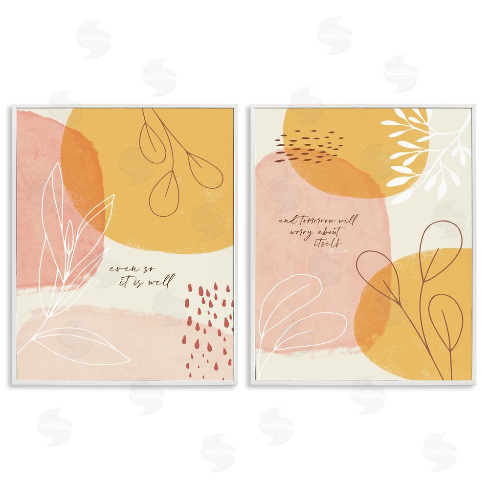Tammy Apple Even So & Tomorrow Abstract Foliage White Framed Giclee Wall Art Print