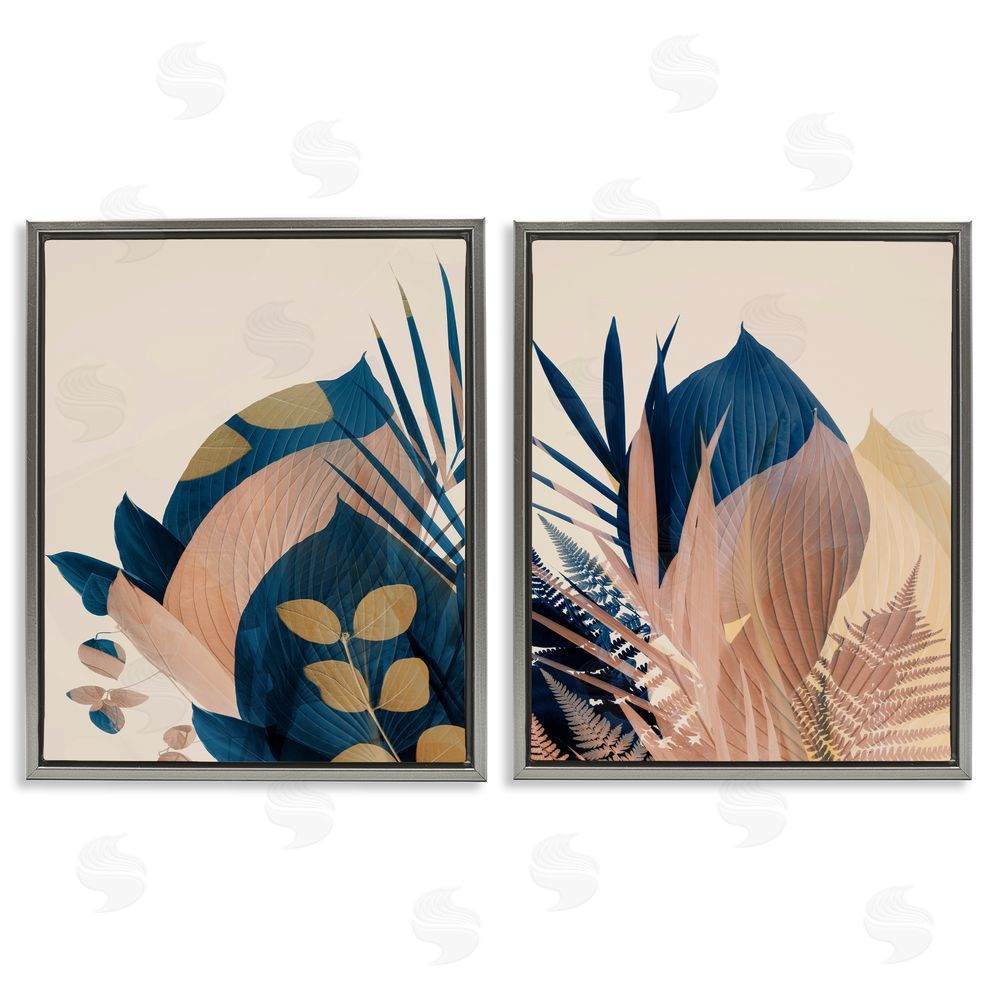 Ian Winstanley Forest Floor Fern Foliage Bold Leaves Gray Floating Frame Canvas Wall Art Print