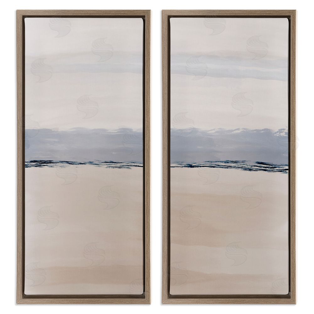 Emily Navas Abstract Nautical Shoreline Landscape Brown Floating Frame Canvas Wall Art Print