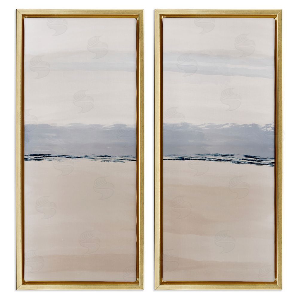 Emily Navas Abstract Nautical Shoreline Landscape Gold Floating Frame Canvas Wall Art Print