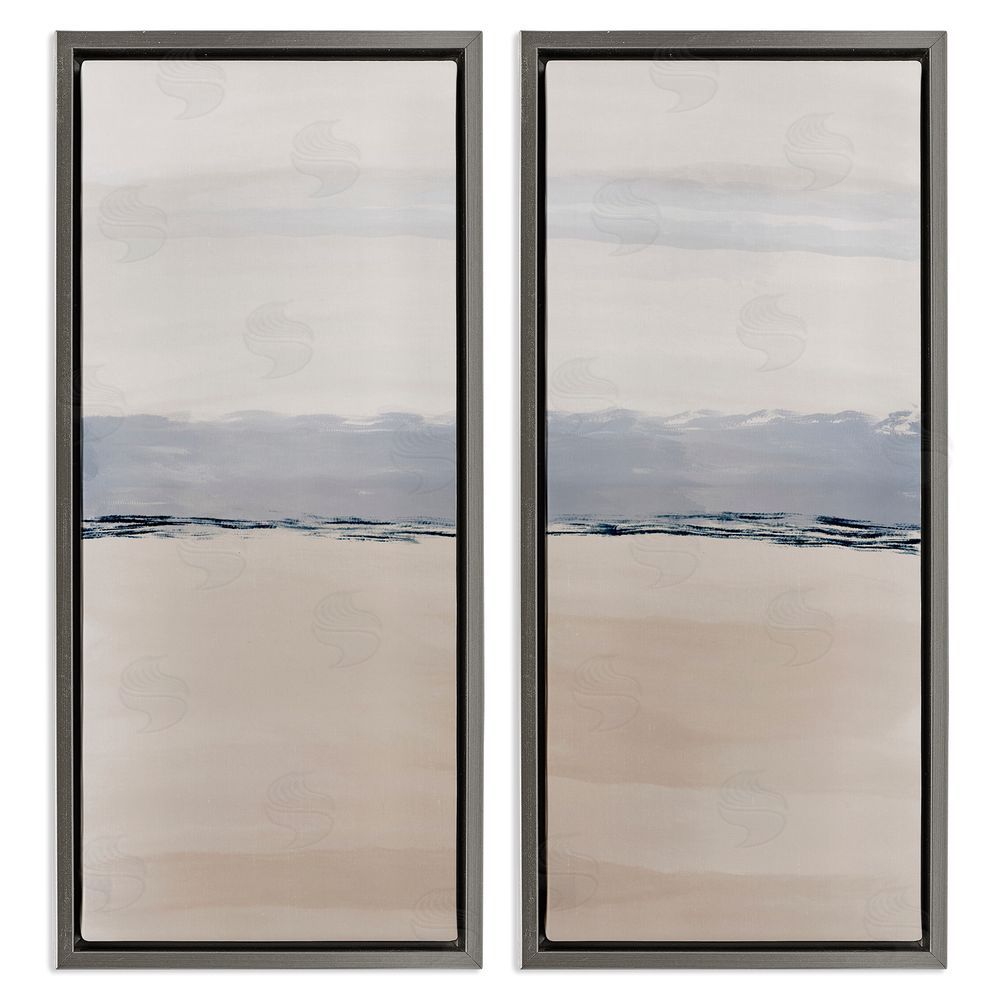 Emily Navas Abstract Nautical Shoreline Landscape Gray Floating Frame Canvas Wall Art Print
