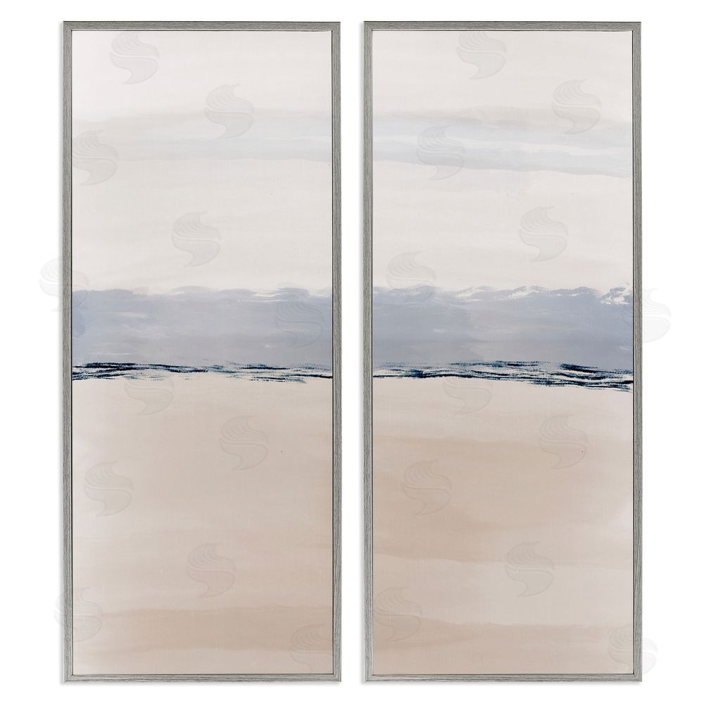 Emily Navas Abstract Nautical Shoreline Landscape Gray Framed Giclee Wall Art Print