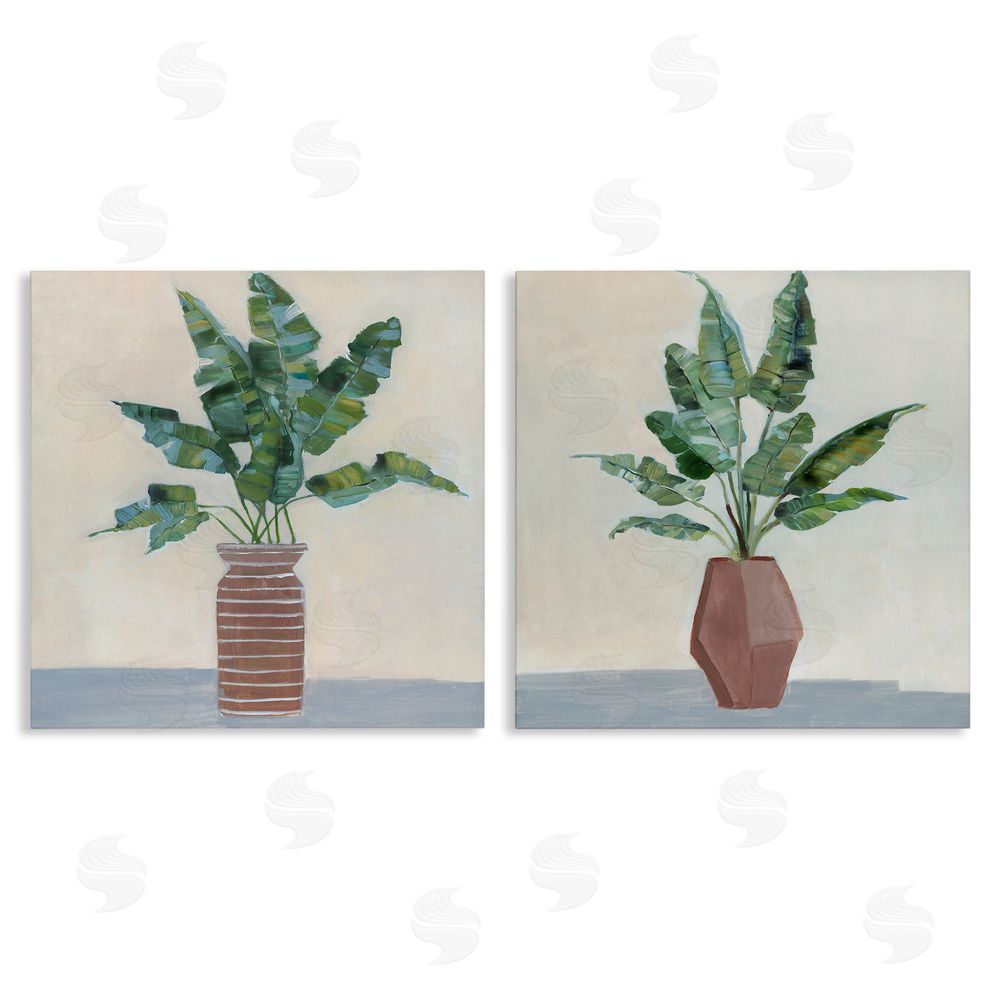 Sally Swatland Green Palm Frond Plants Still Life Canvas Wall Art Print