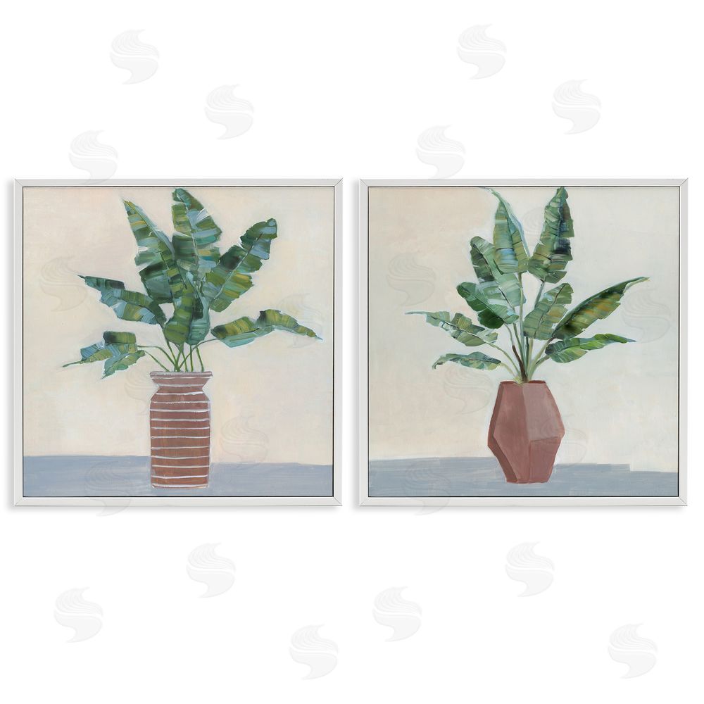 Sally Swatland Green Palm Frond Plants Still Life White Framed Giclee Wall Art Print