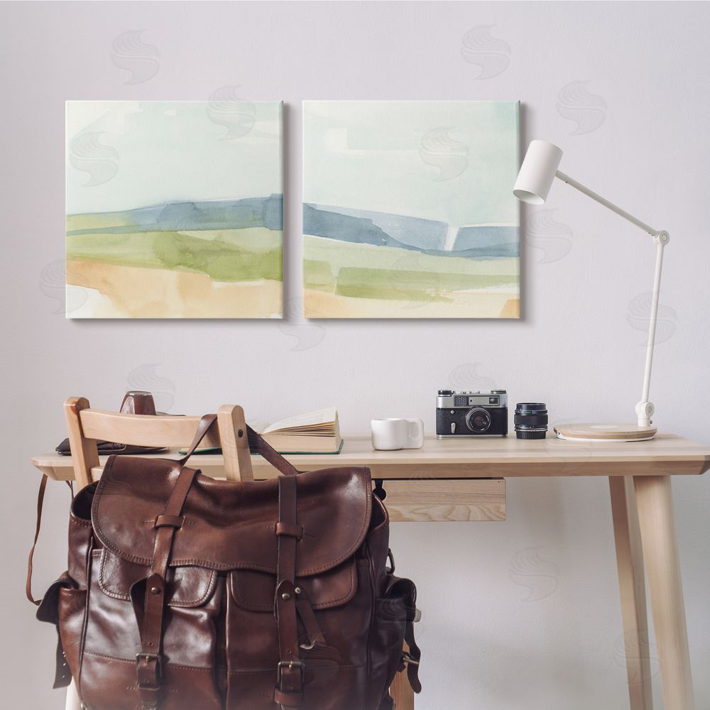 Emma Caroline Watercolor Hills Abstract Landscape Canvas Wall Art Print in Room