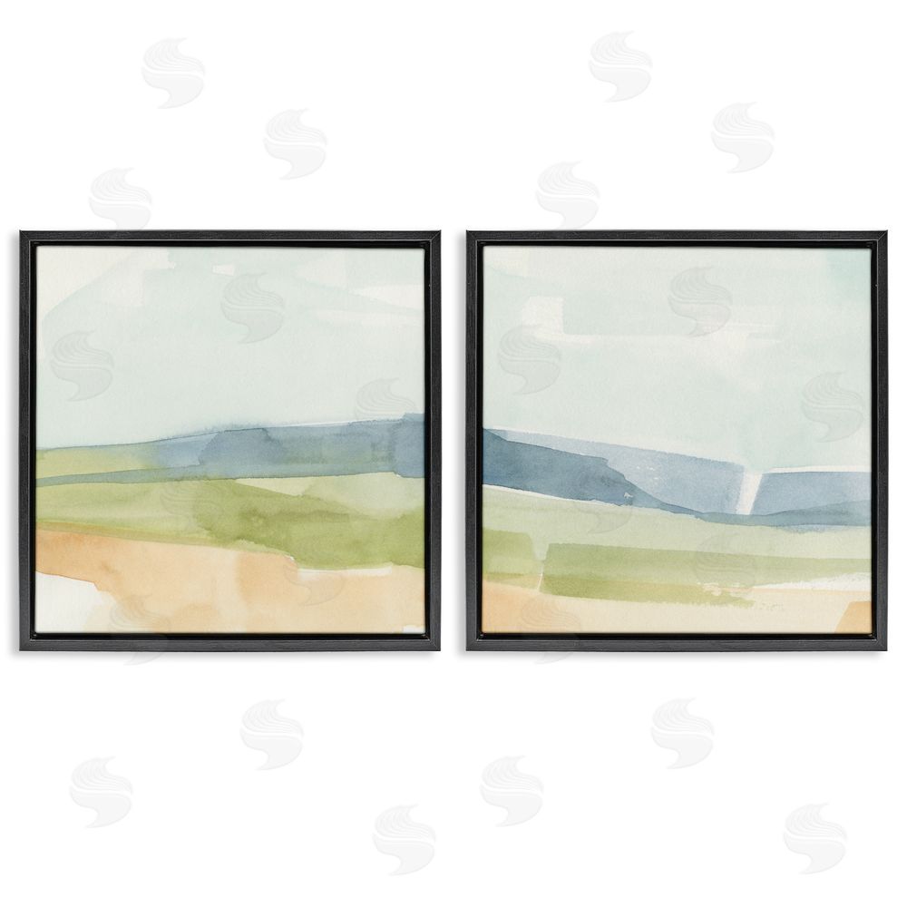 Emma Caroline Watercolor Hills Abstract Landscape Black Floating Frame Canvas Wall Art Print