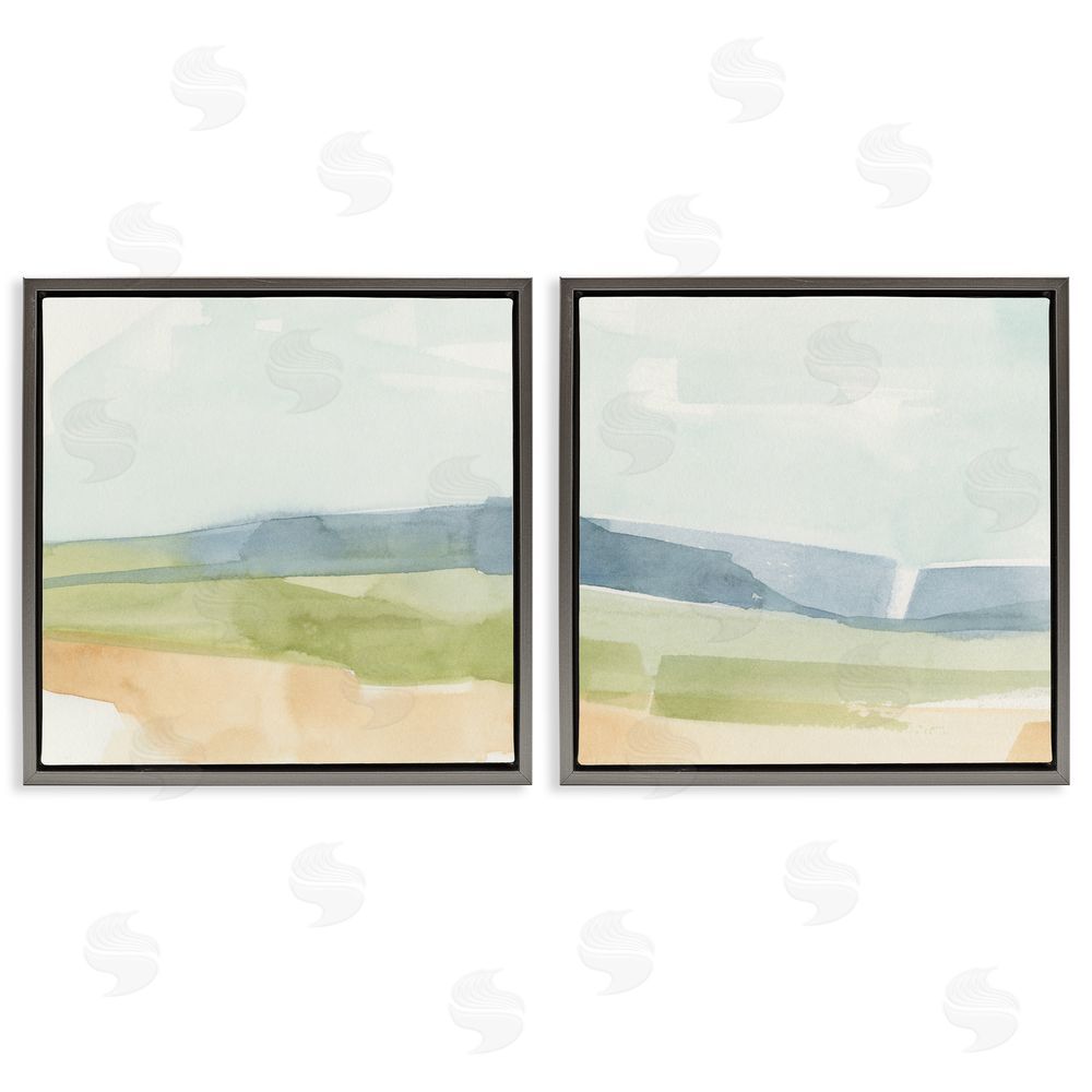 Emma Caroline Watercolor Hills Abstract Landscape Gray Floating Frame Canvas Wall Art Print