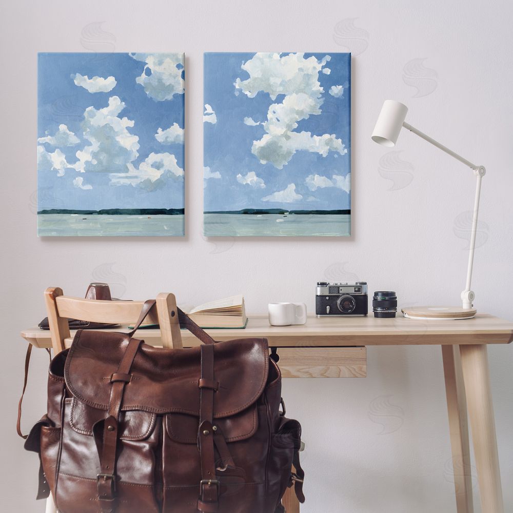 Emma Caroline Bright Cloudy Sky Landscape Summer Day Canvas Wall Art Print in Room