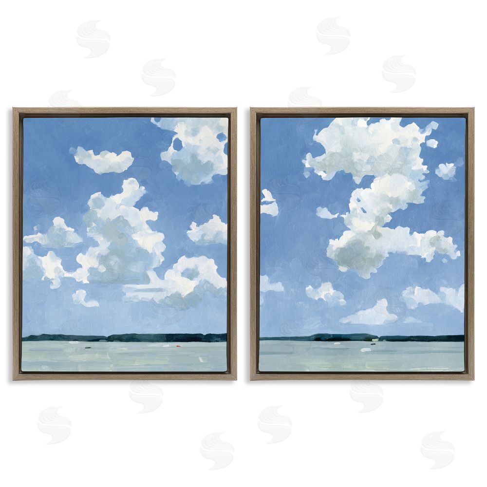 Emma Caroline Bright Cloudy Sky Landscape Summer Day Brown Floating Frame Canvas Wall Art Print