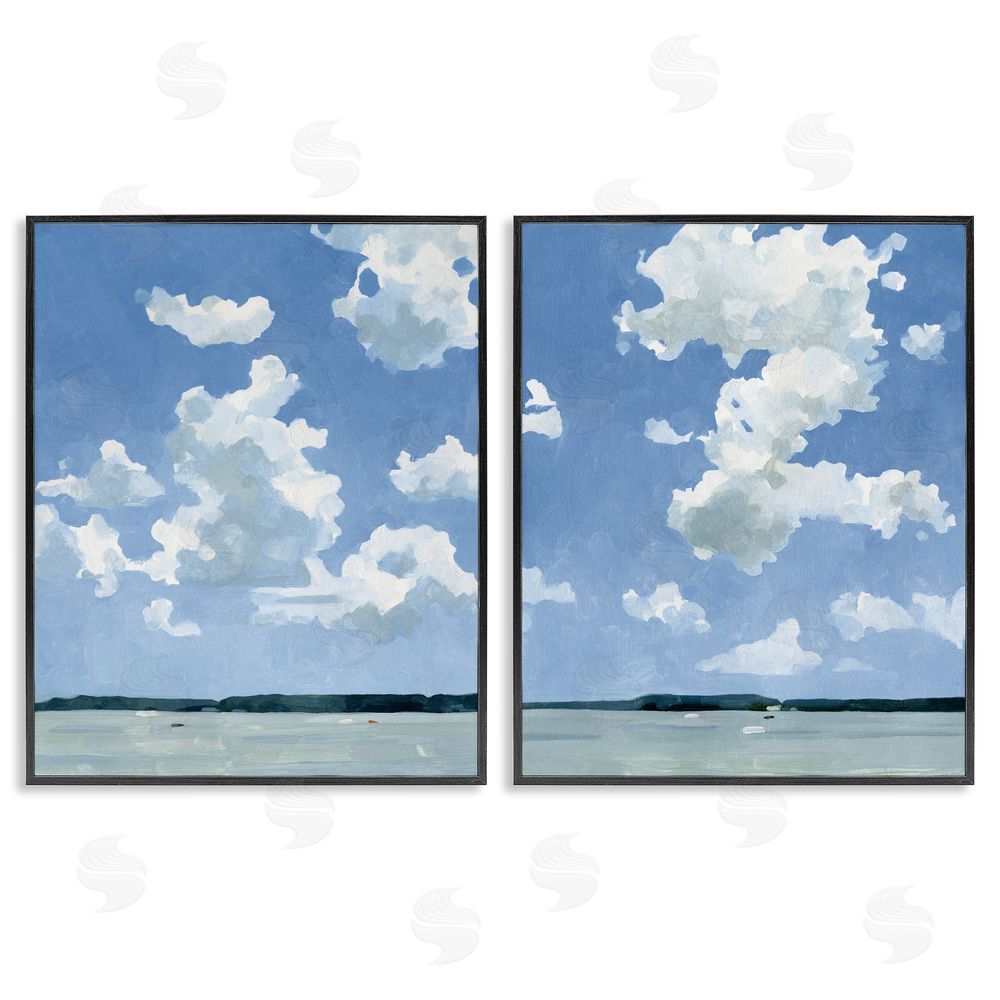 Emma Caroline Bright Cloudy Sky Landscape Summer Day Black Framed Giclee Wall Art Print