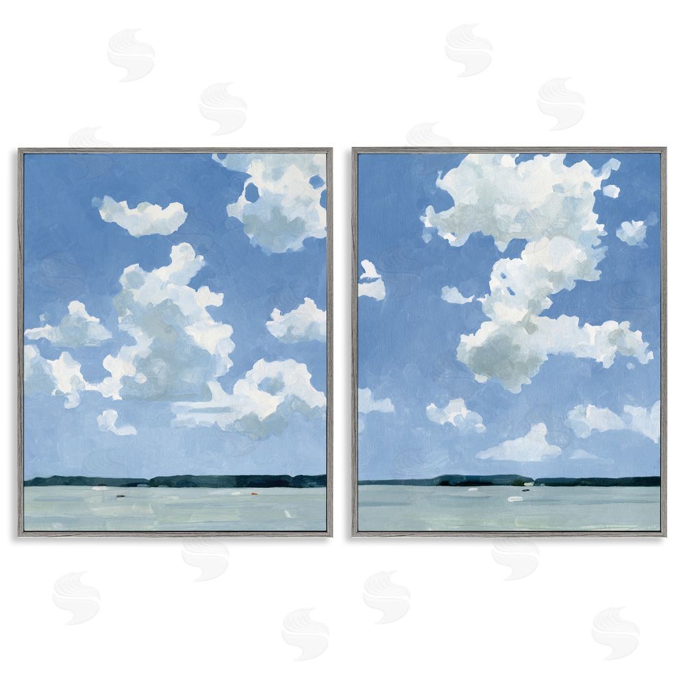 Emma Caroline Bright Cloudy Sky Landscape Summer Day Gray Framed Giclee Wall Art Print