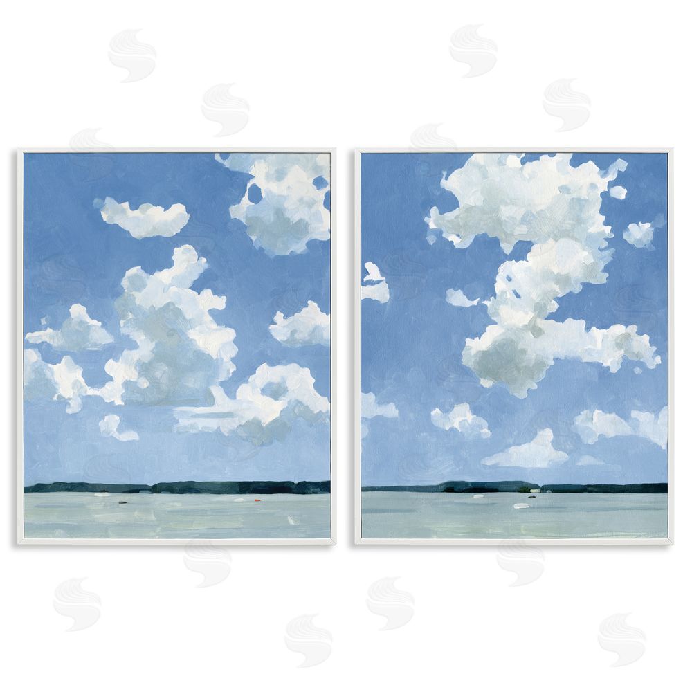 Emma Caroline Bright Cloudy Sky Landscape Summer Day White Framed Giclee Wall Art Print