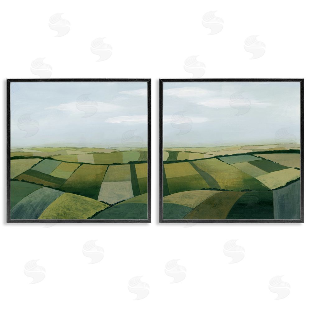Grace Popp Rolling Hill Farm Crop Landscape Patchwork Black Framed Giclee Wall Art Print