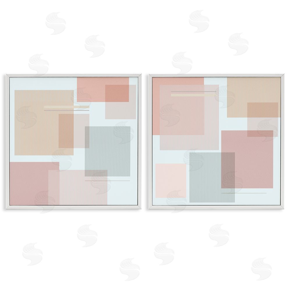 Melissa Wang Geometric Square Shape Collage White Framed Giclee Wall Art Print