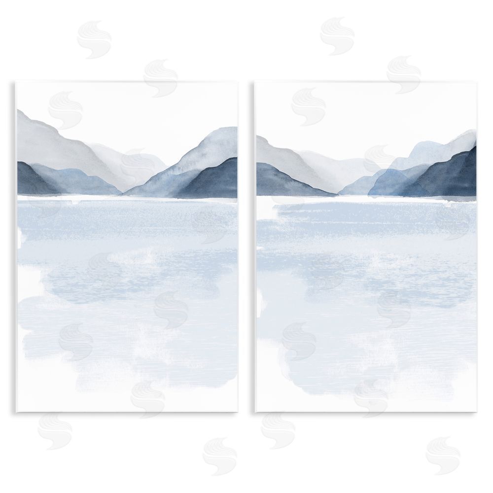Victoria Barnes Coastal Mountain Range Landscape Soft Watercolor Wooden Wall Plaque Art Print