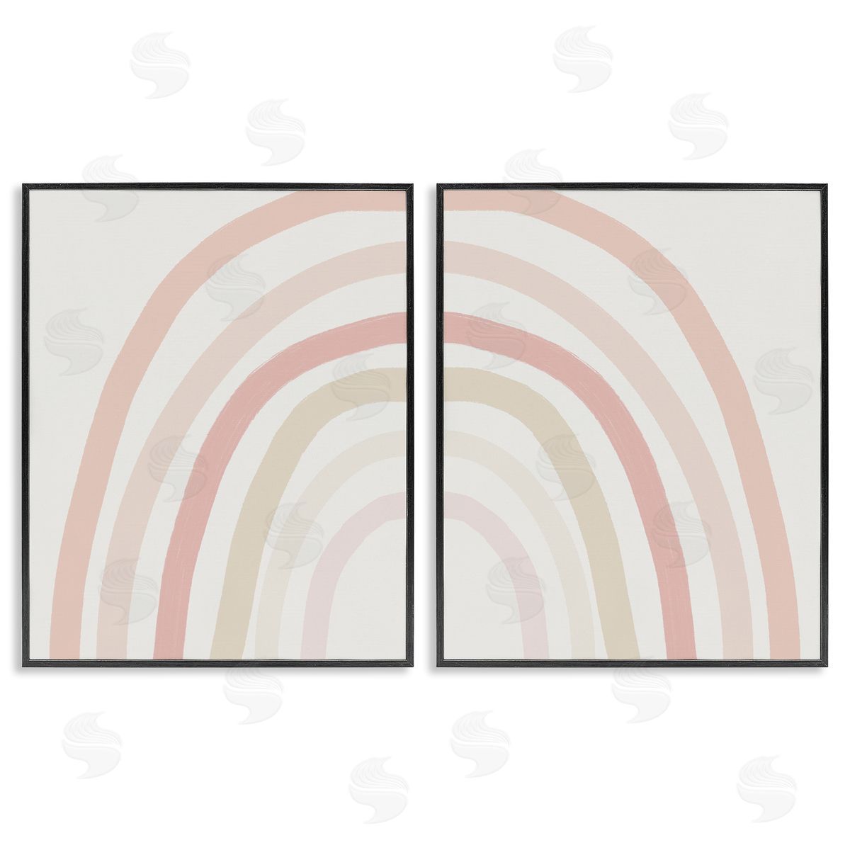 Children's Soft Pastel Rainbow Shape Black Frame Print Wall Art, Home Decor by Leah Straatsma