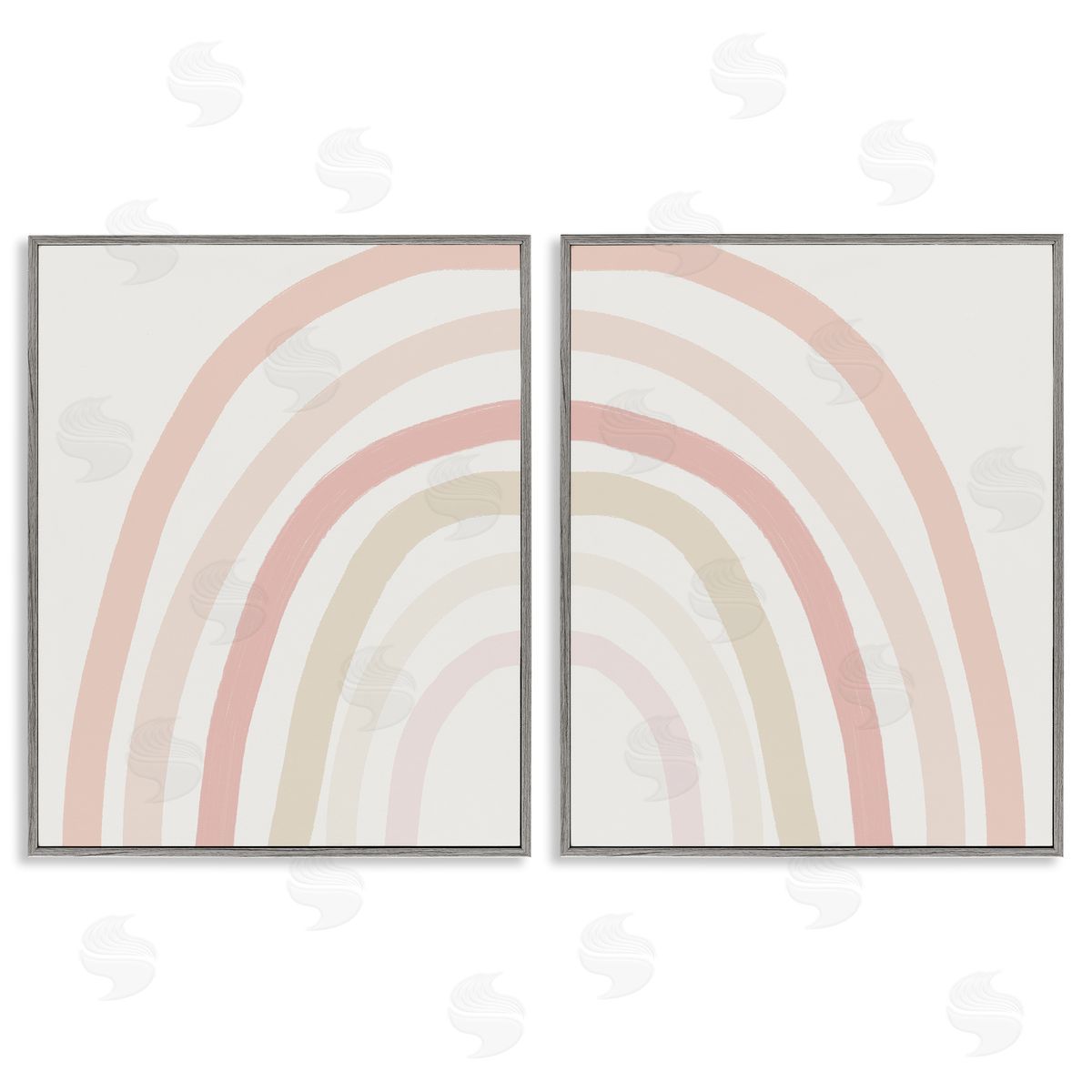 Children's Soft Pastel Rainbow Shape Grey Frame Print Wall Art, Home Decor by Leah Straatsma