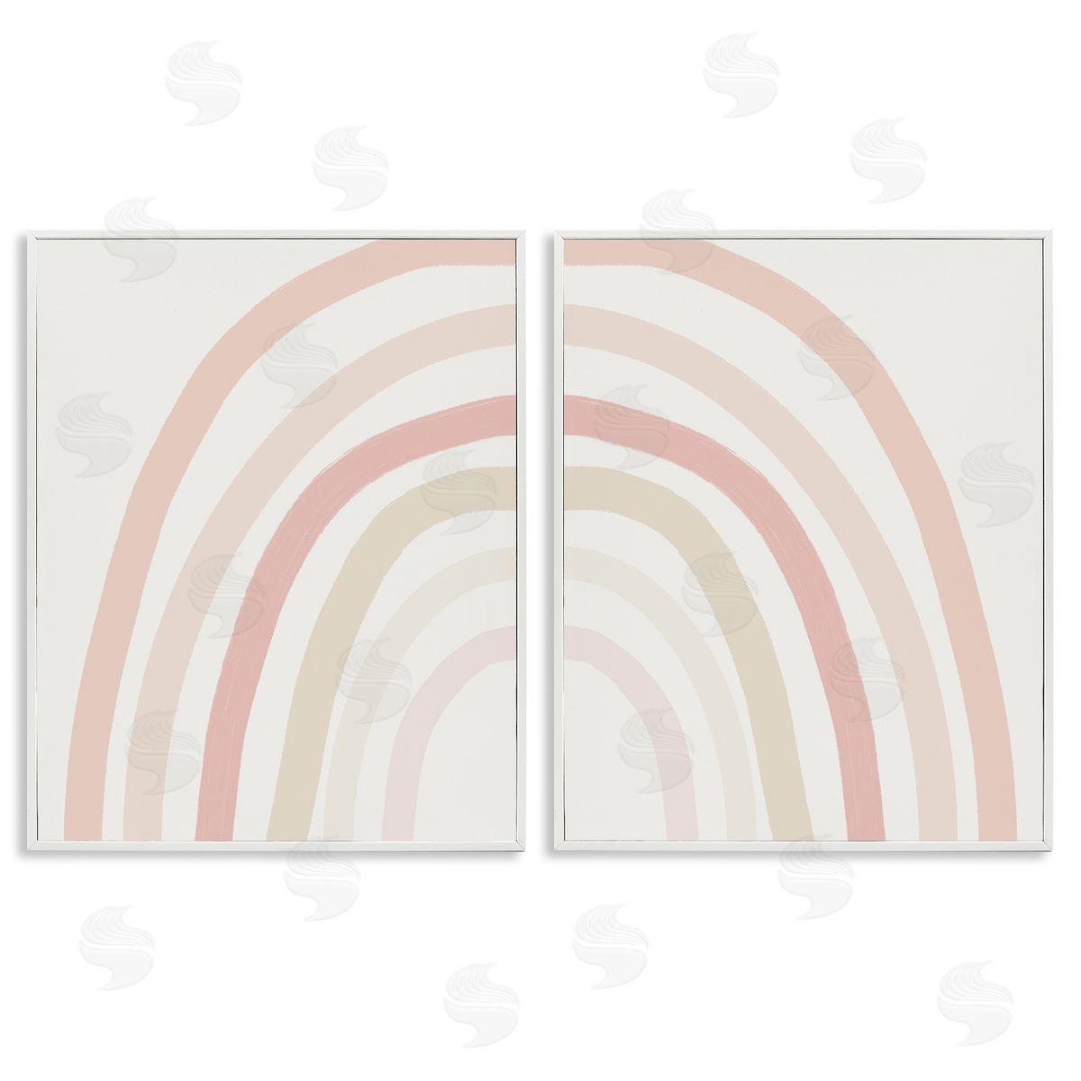 Children's Soft Pastel Rainbow Shape White Frame Print Wall Art, Home Decor by Leah Straatsma