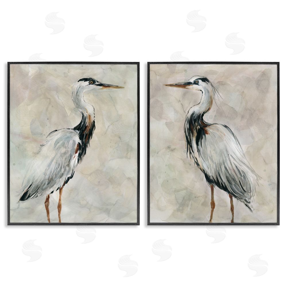 Carol Robinson Abstract Watercolor Great Heron Birds Black Framed Giclee Wall Art Print