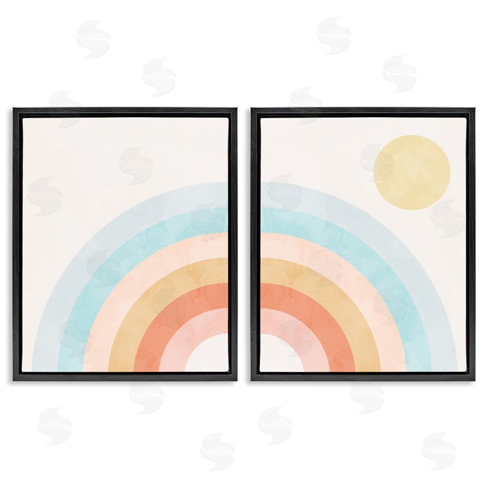 Stupell Studio Bold Summer Sun Rainbow Soft Pastel Tones Black Floating Frame Canvas Wall Art Print