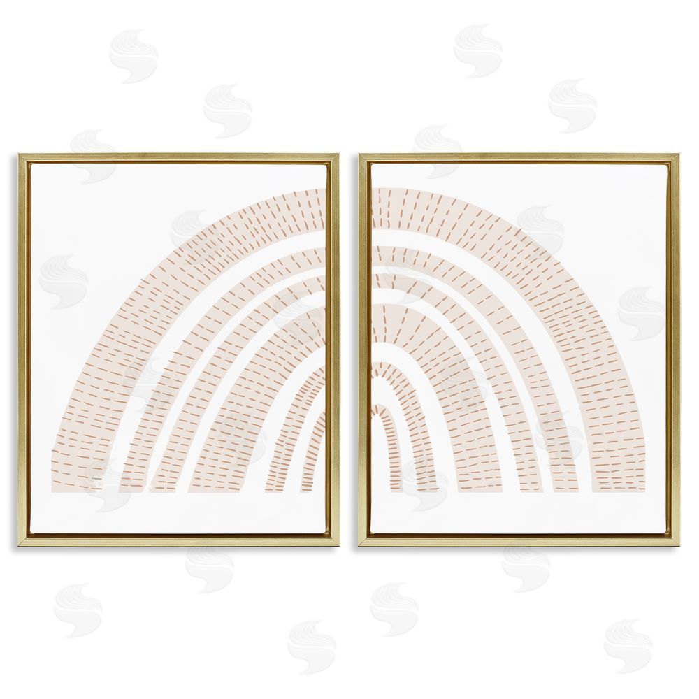 Stupell Studio Abstract Brown Earth Tone Rainbow Gold Floating Frame Canvas Wall Art Print