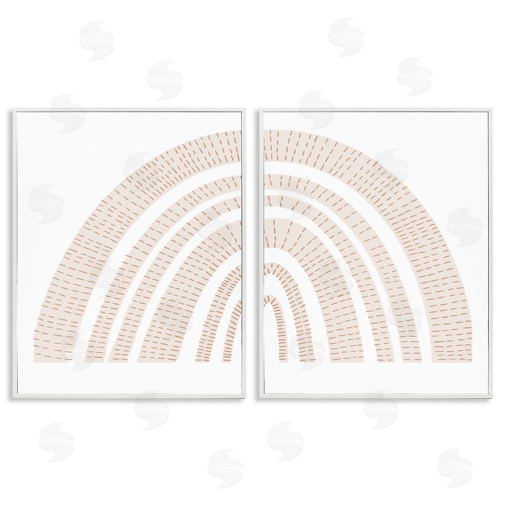 Stupell Studio Abstract Brown Earth Tone Rainbow White Framed Giclee Wall Art Print