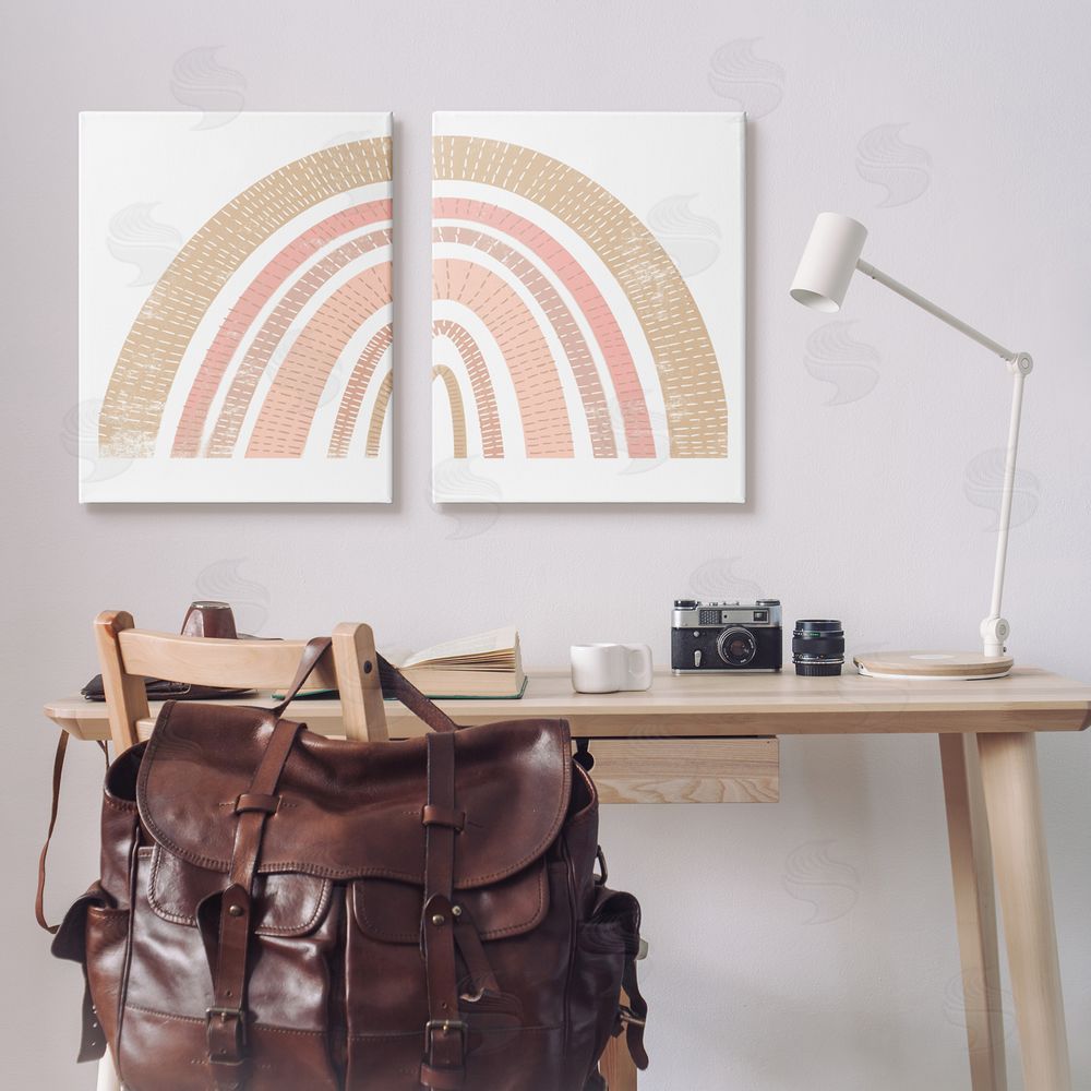 Stupell Studio Abstract Pink Neutral Kid's Rainbow Arches Canvas Wall Art Print in Room