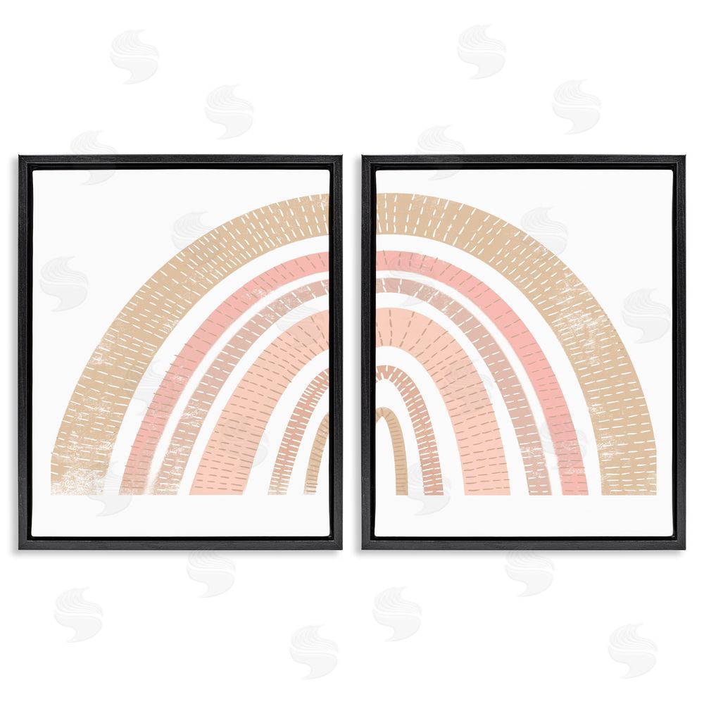 Stupell Studio Abstract Pink Neutral Kid's Rainbow Arches Black Floating Frame Canvas Wall Art Print