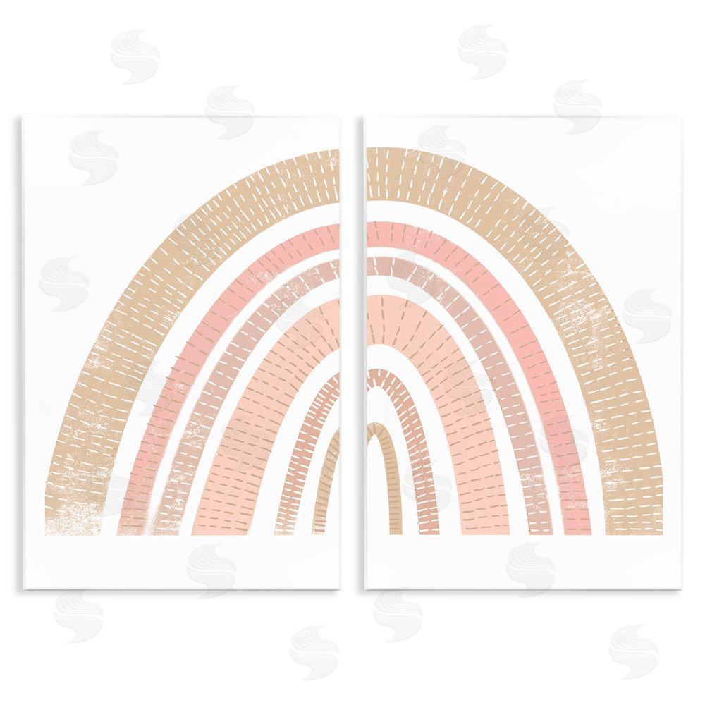 Stupell Studio Abstract Pink Neutral Kid's Rainbow Arches Wooden Wall Plaque Art Print