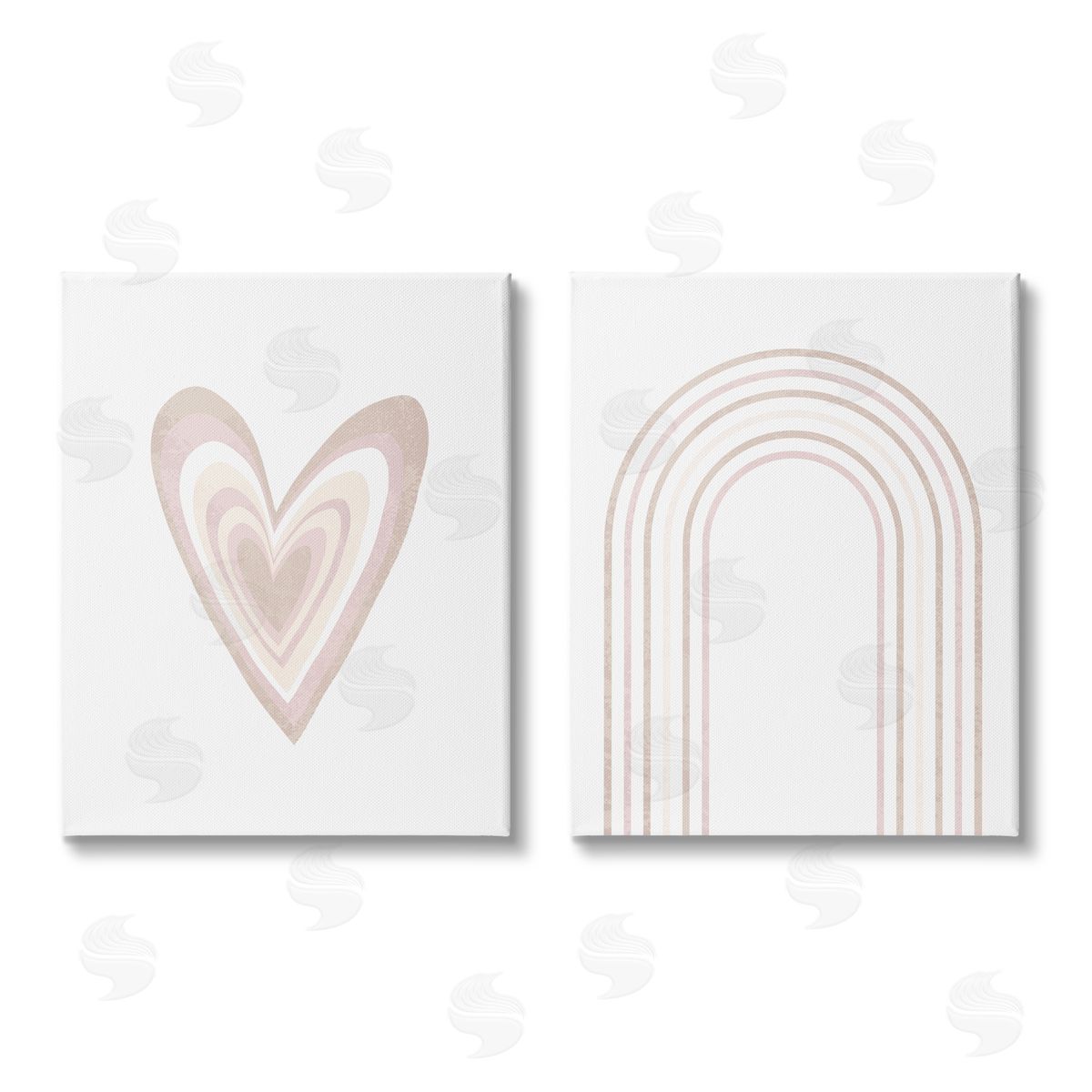 Stupell Studio Kid's Heart Rainbow Striped Patterns Canvas Wall Art Print
