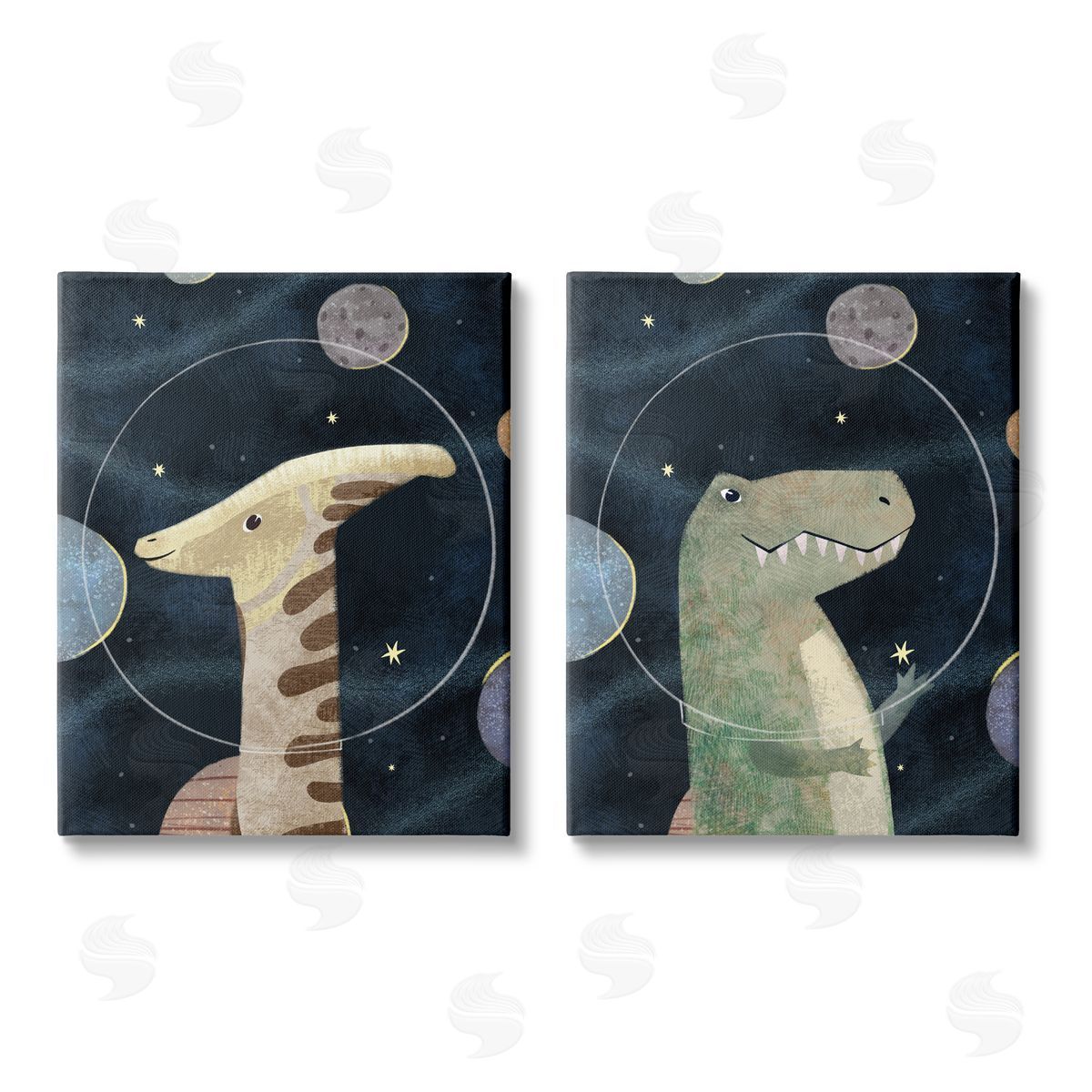 Ziwei Li Astronaut Dinosaurs Fantasy Planet Reptiles Canvas Wall Art Print