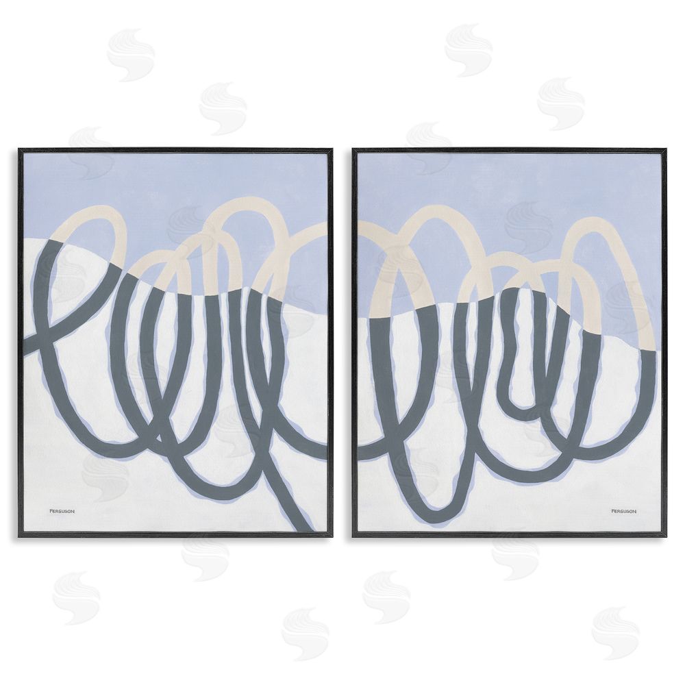 Kathy Ferguson Contrasting Wave Line Abstract Black Framed Giclee Wall Art Print