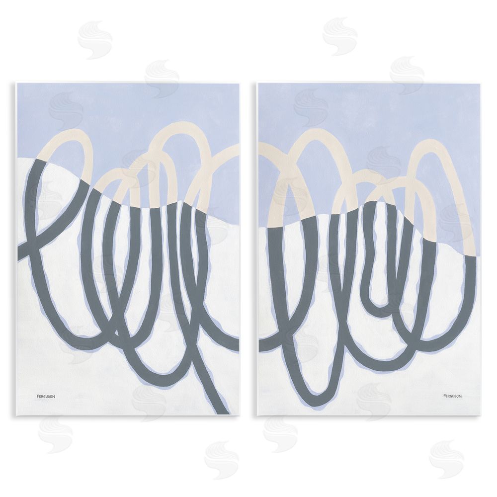 Kathy Ferguson Contrasting Wave Line Abstract Wooden Wall Plaque Art Print