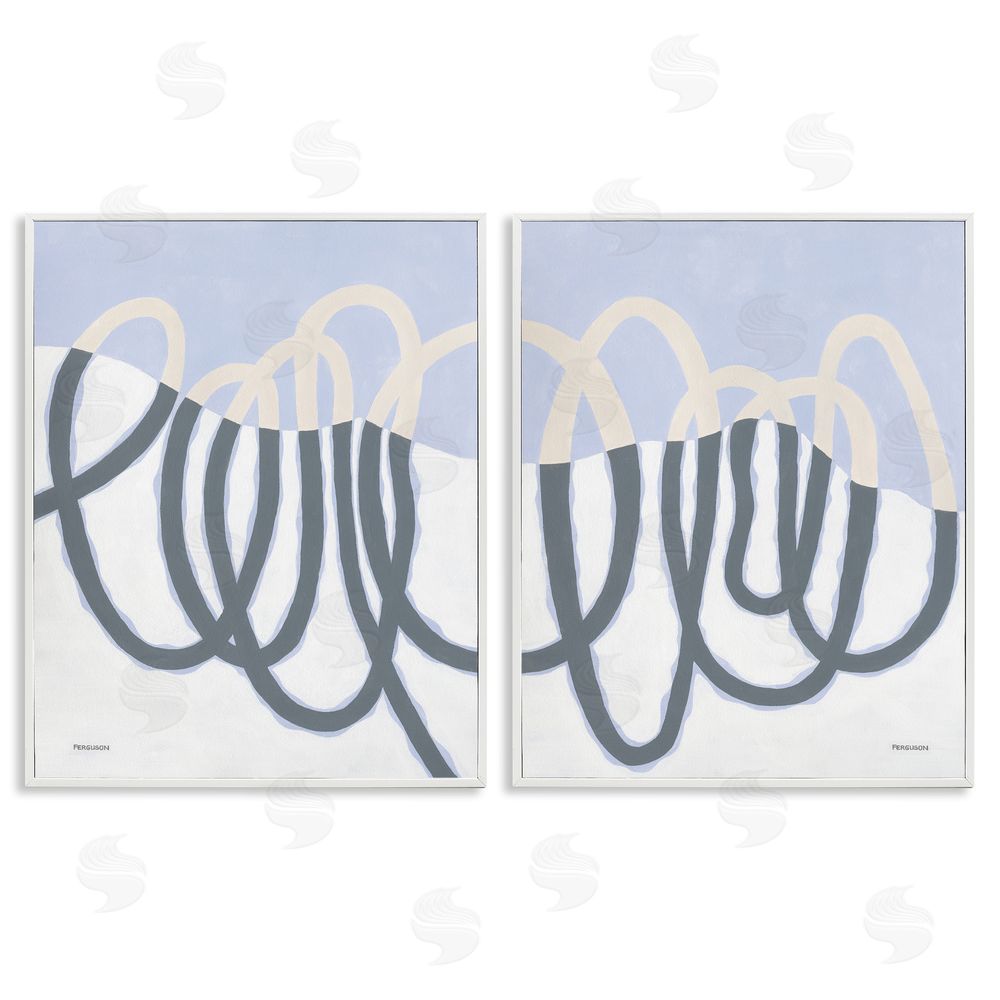 Kathy Ferguson Contrasting Wave Line Abstract White Framed Giclee Wall Art Print