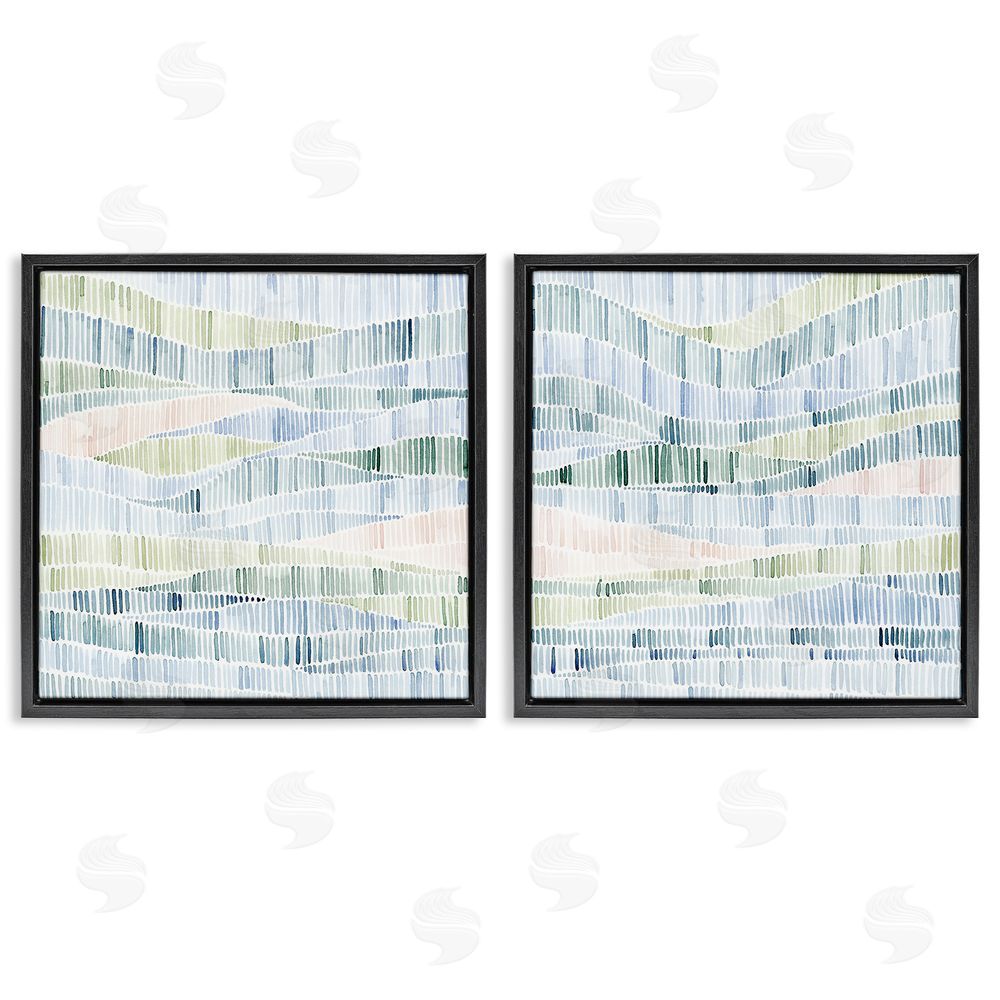 Grace Popp Modern Abstract Nautical Wavy Striped Pattern Black Floating Frame Canvas Wall Art Print