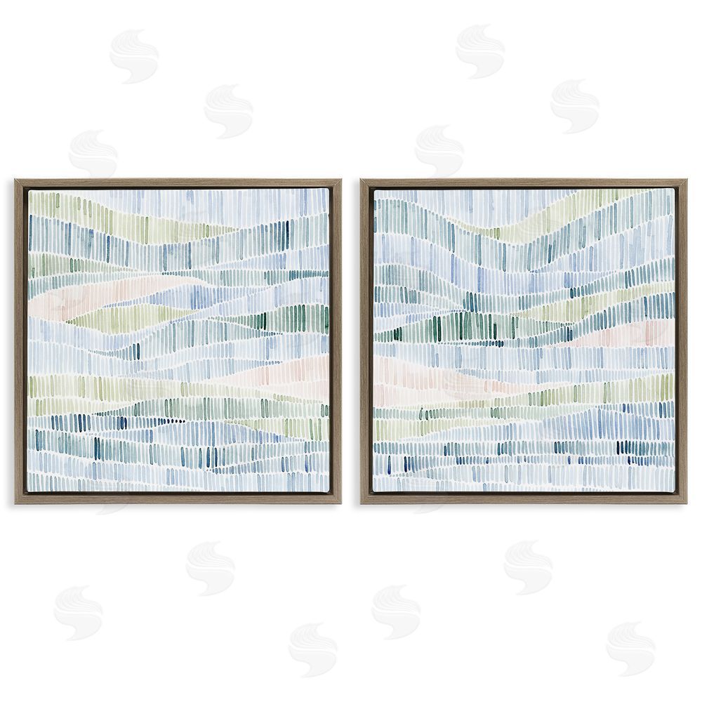 Grace Popp Modern Abstract Nautical Wavy Striped Pattern Brown Floating Frame Canvas Wall Art Print